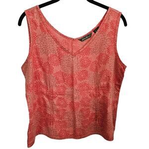 Eddie Bauer Orange Floral Design Tank Top Size Petite Medium